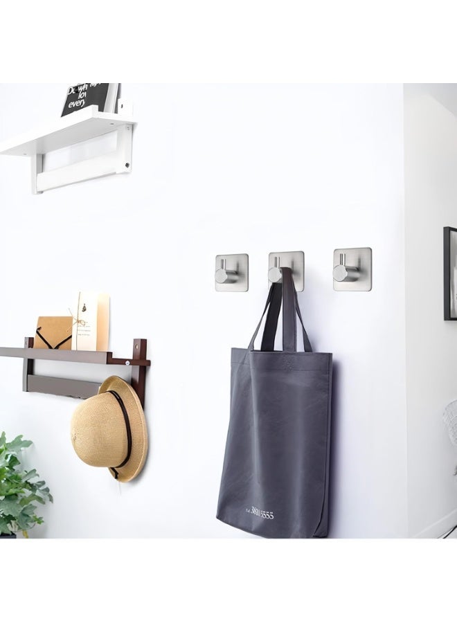 RPZ HomeTech Adhesive Hooks Heavy Duty Wall Hooks Waterproof Stainless Steel Hooks for Hanging Coat, Hat,Towel Robe Hook Rack Wall Mount- Bathroom and Bedroom 4-Packs - Image 2